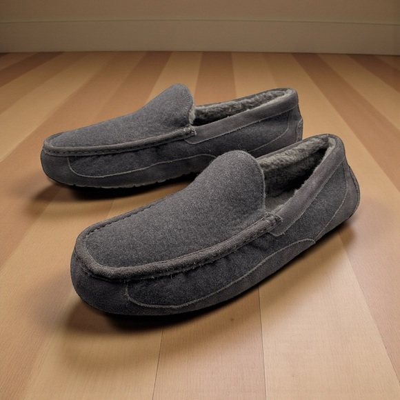 UGG Men\'s wool suede Charcoal Slip-On Loafers custom Sz 17 slippers main image 10